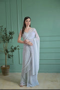 Elegant Silver Saree