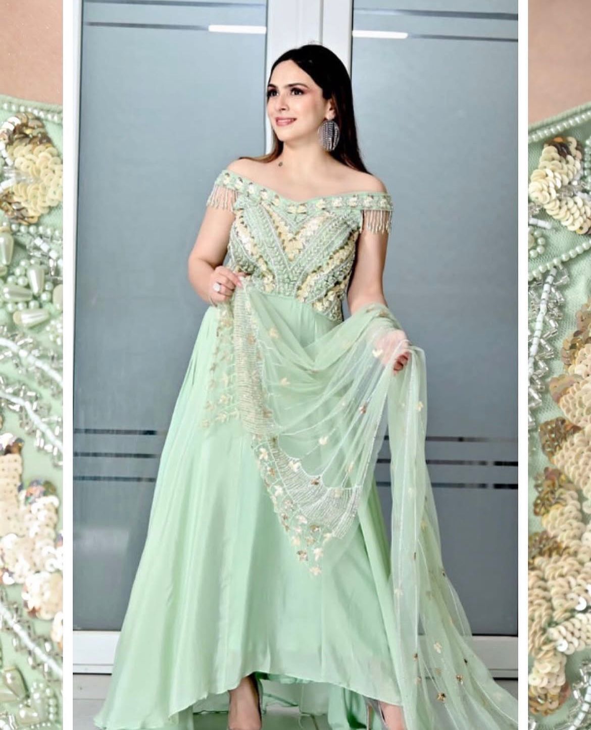 Mint Green Designer Lehenga with Embroidery | Elegant Party & Festive Wear