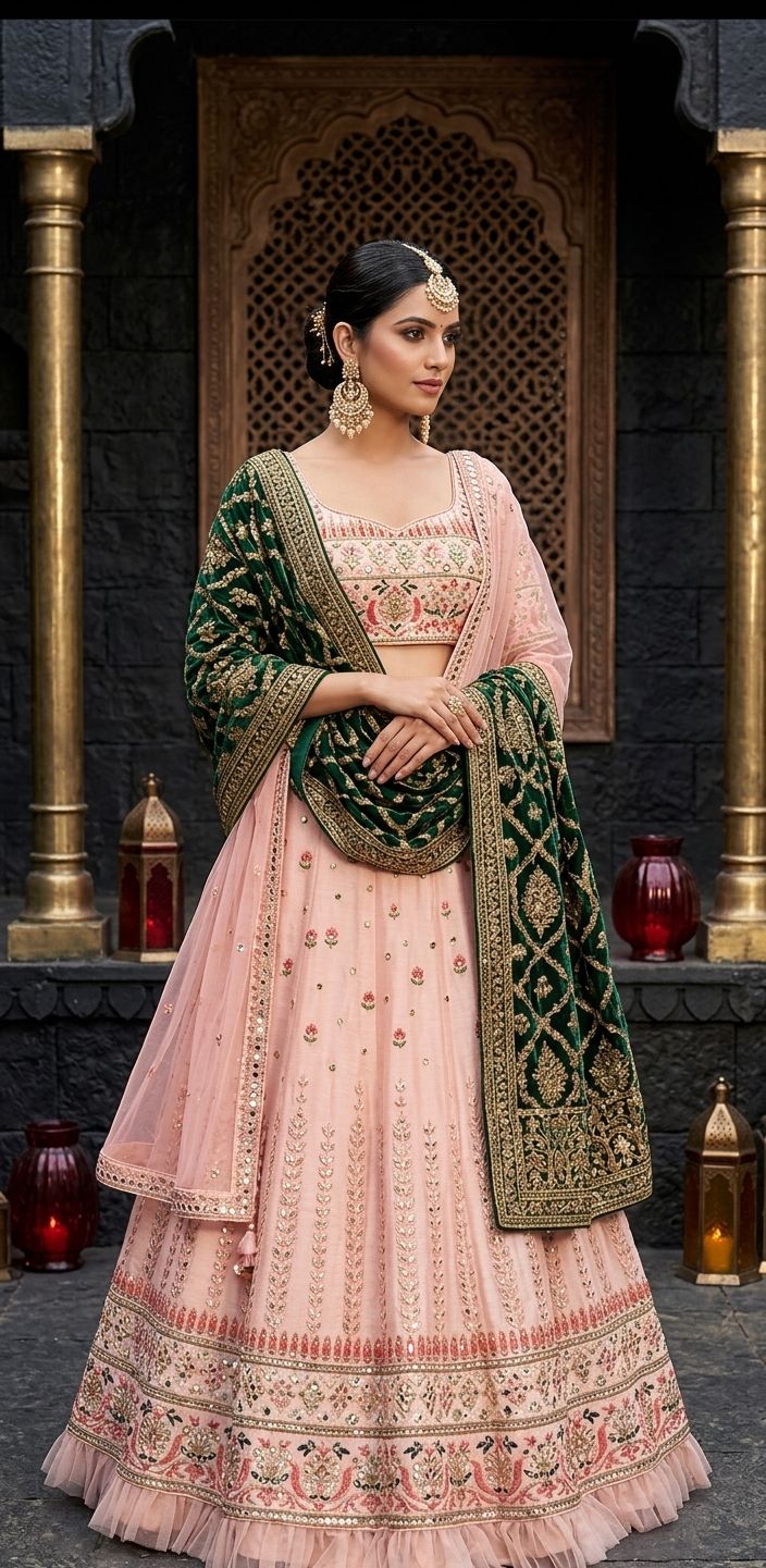 Luxury Designer Lehenga Set with Intricate Embroidery & Elegant Finish