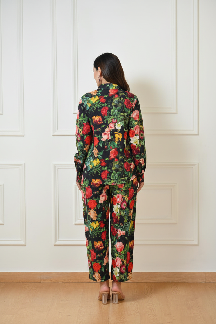 Dark floral coord set - back pose